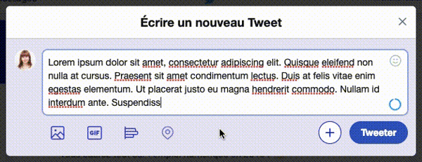 On Twitter, a character counter warns that the tweet you're writing is about to reach its maximum length